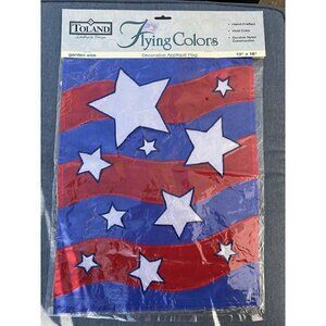 NWT Toland Applique Art‎ Garden Flag Patriotic Red